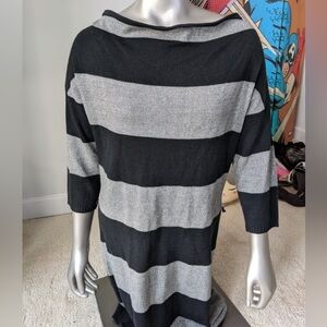 Womens New York and Company Sweater Dress Sz S Small Black Silver Knee Length